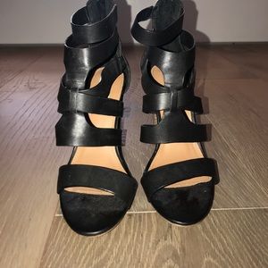 Steve Madden Black Heeled Cage Sandals